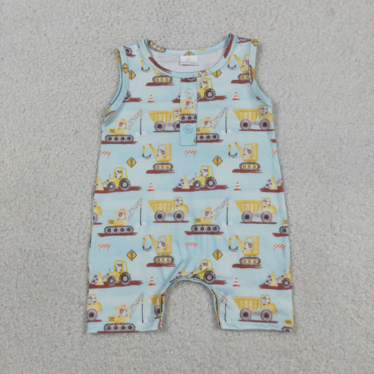 SR3085 trucks blue green sleeveless Boys romper 202605 RTS