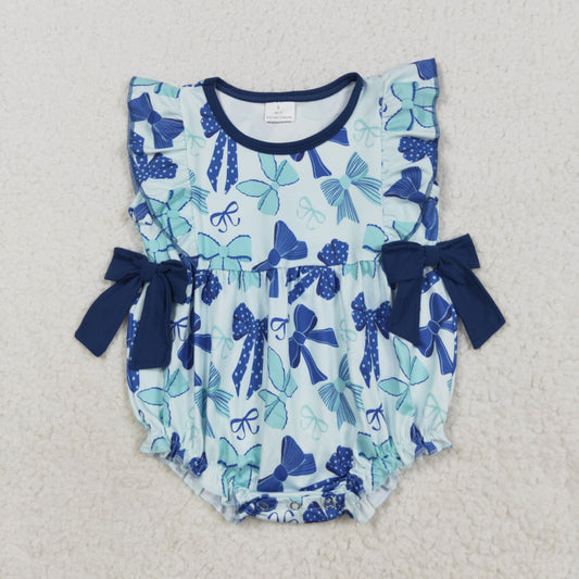 SR3121 Green Bows Ruffle Girls Bubble Romper 202508 RTS