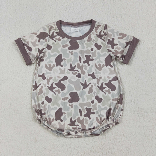 SR3141 boy boutique brown camo short sleeve bubble romper 202506 RTS