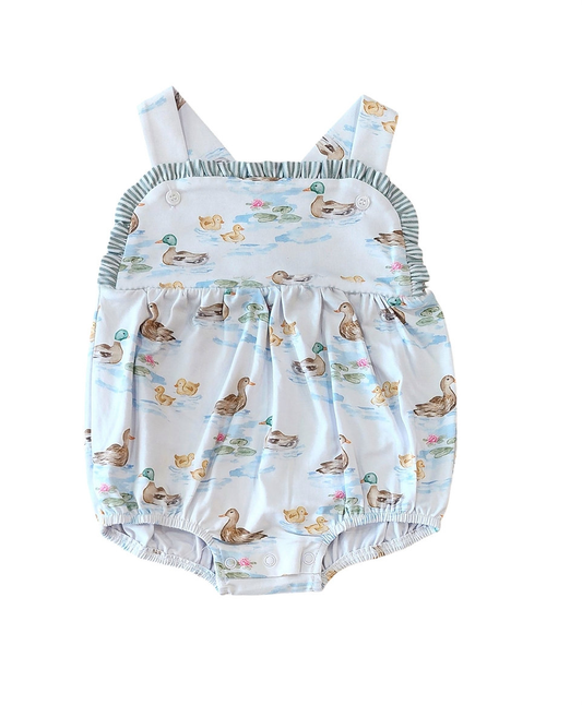 Preorder SR3152 Girls Boutique Duck Hunting Ruffle Sleeveless Bubble Romper 202506