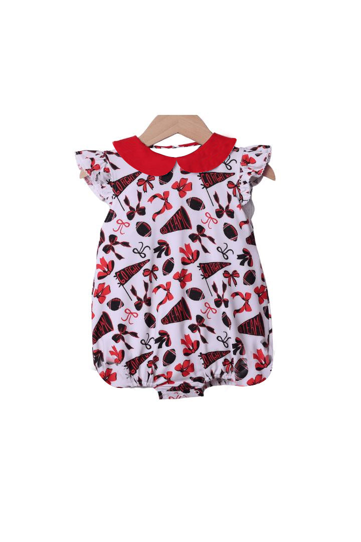Preorder SR3193 Go Team Bows Red Flying Sleeve Girls Bubble Romper 202507