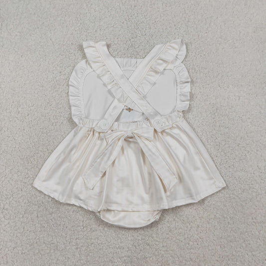 SR3306 Embroidered Easter Cross Ruffle Sleeveless Girls Bubble Romper 20260119 RTS Sibling
