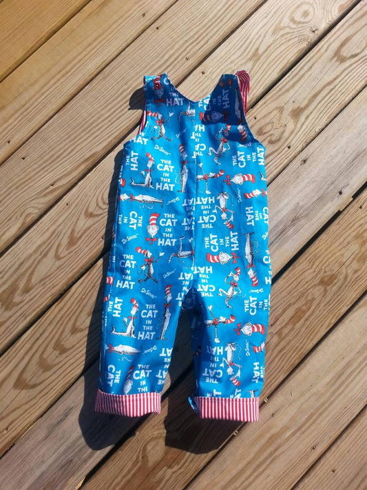 MOQ 5 Preorder SR3311 Dr. Seuss Alphabet Red and White Striped Sleeveless Boys Romper 202510
