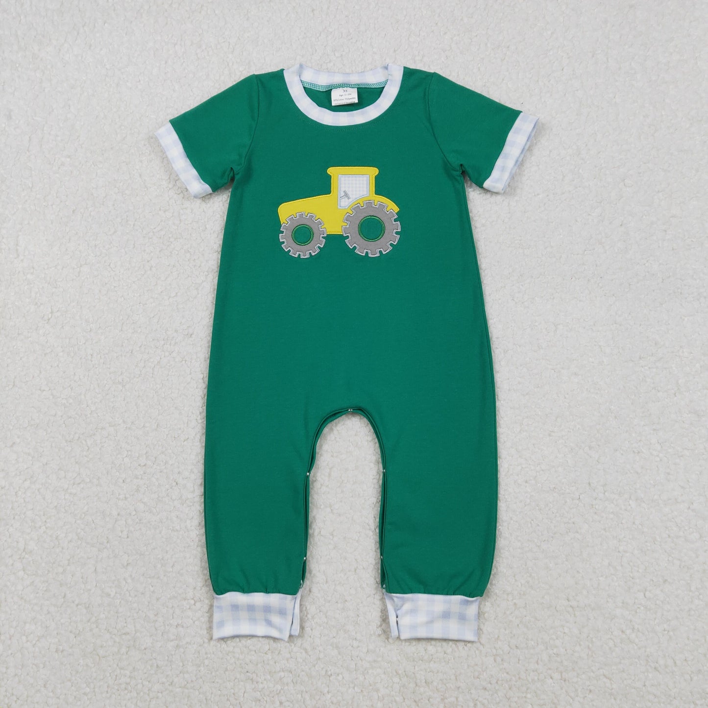 SR3332 Embroidered Truck Pattern Green Short Sleeve Boys Romper 202512 RTS
