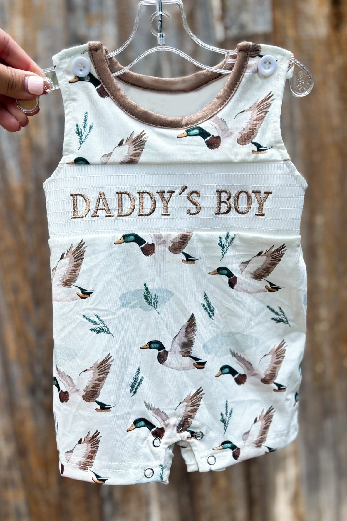 MOQ 5 Preorder SR3347 Daddy's Boy Ducks Sleeveless Boys Bubble Romper 202510