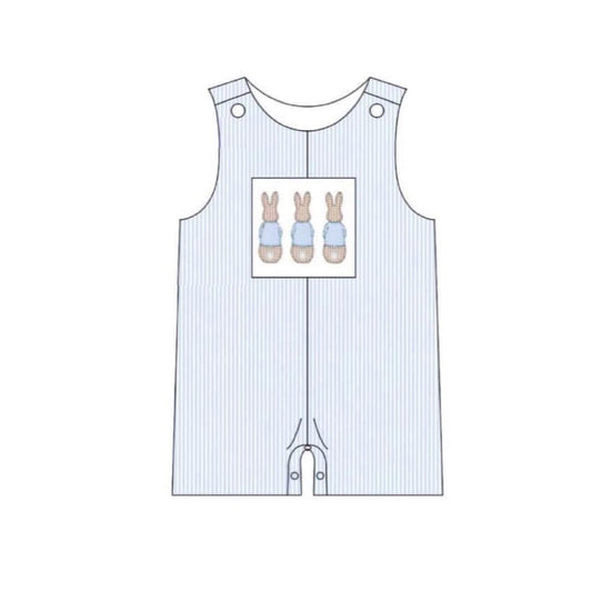 MOQ 5 preorder SR3381 Easter Bunny Blue Stripe Sleeveless Boys Romper 202510