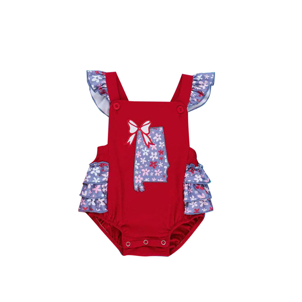 MOQ 5 preorder SR3386 Flower Bow Ruffle Flying Sleeve Baby Girl Bubble Romper 202510 Sibling