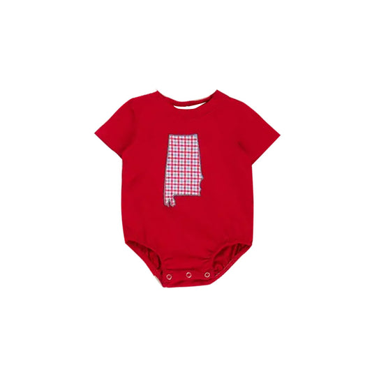 MOQ 5 preorder SR3387 Plaid Red Short Sleeve Baby Boys Bubble Romper 202510 Sibling