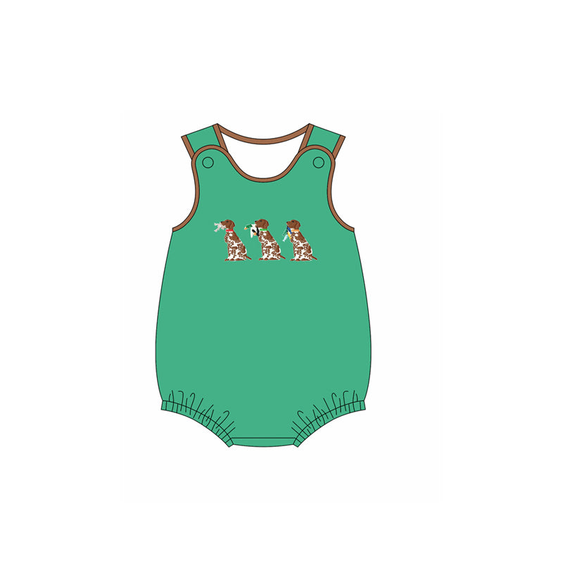 MOQ 5 preorder SR3403 Dalmatian Duck Green Sleeveless Boys Bubble Romper 202510
