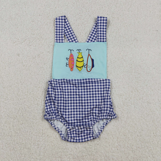 SR3412 Embroidered Cow Pig Sheep Farm Animals Gray Plaid Ruffle Green Sleeveless Girls Romper 202512 RTS