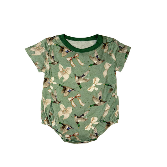MOQ 5 preorder SR3421 Bows Ducks Green Girls Bubble Romper 202510
