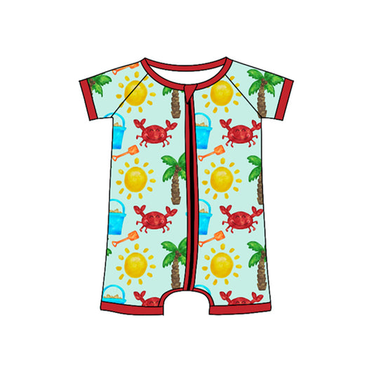 MOQ 5 preorder SR3441 Crab Sun Zipper Short-Sleeve Boys Romper 202510