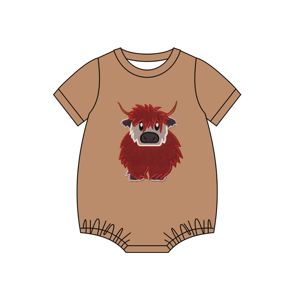 MOQ 5 preorder SR3442 Yak Brown Short-Sleeved Boys Bubble Romper 202510