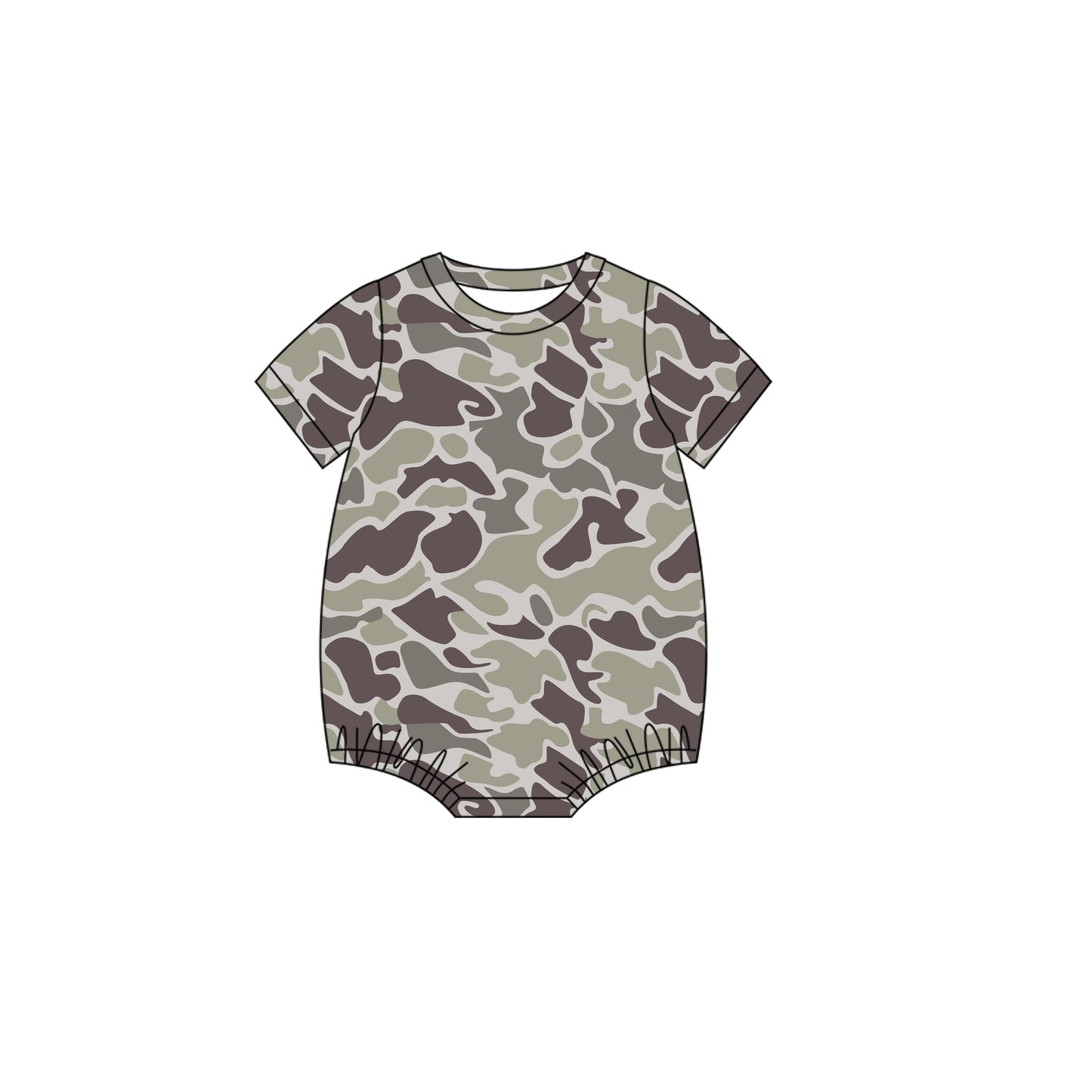 MOQ 5 preorder SR3448 Gray Green Camouflage Short-Sleeved Boys Bubble Romper 202510