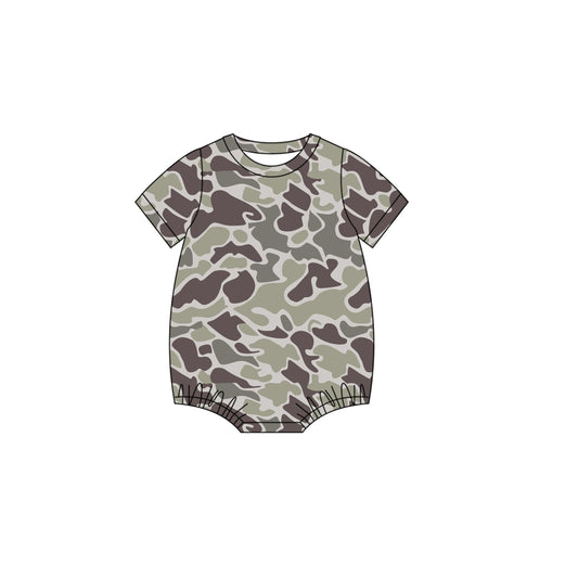 MOQ 5 preorder SR3448 Gray Green Camouflage Short-Sleeved Boys Bubble Romper 202510