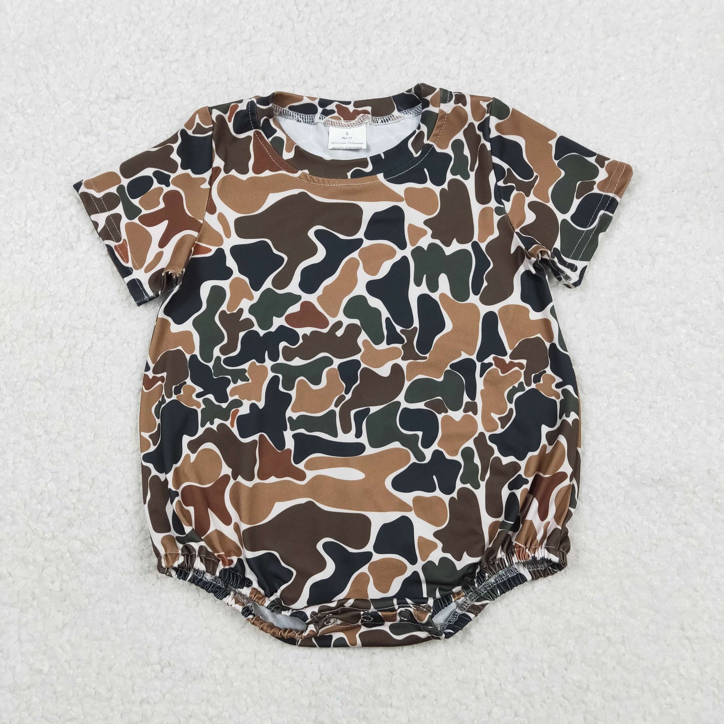 SR3450 Brown Green Camouflage Short-Sleeved Boys Bubble Romper 202511 RTS