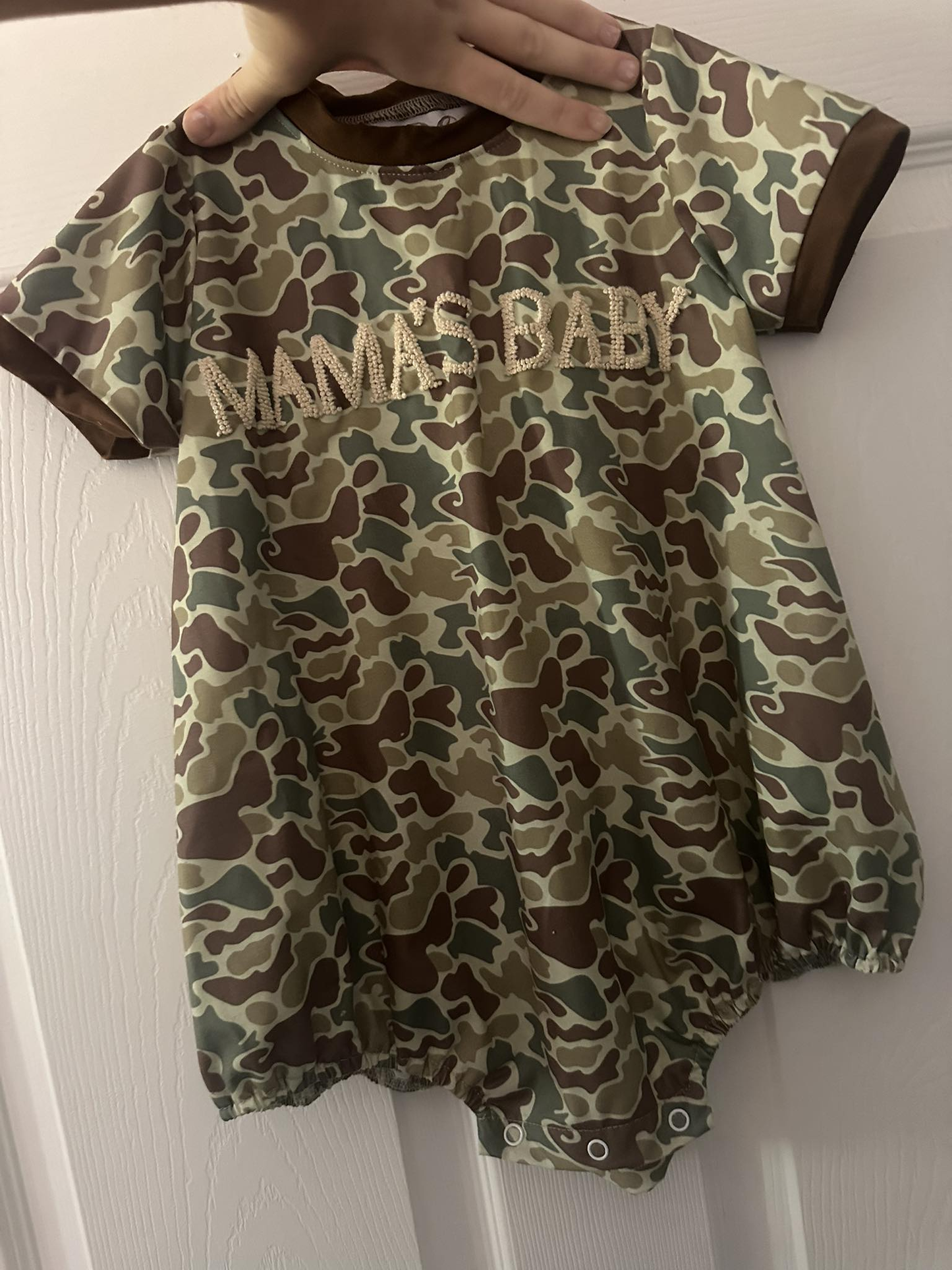 MOQ 5 PCS preorder SR3478 MAMA'S BABY Green Camouflage Short Sleeve Boys Bubble Romper 202511