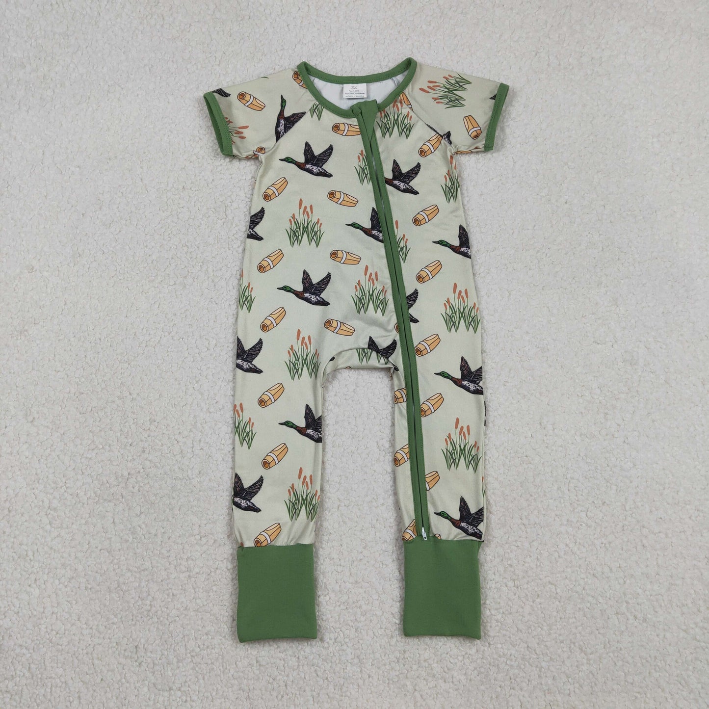 SR3498 Duck Green Zipper Short Sleeve Boys Romper 202512 RTS