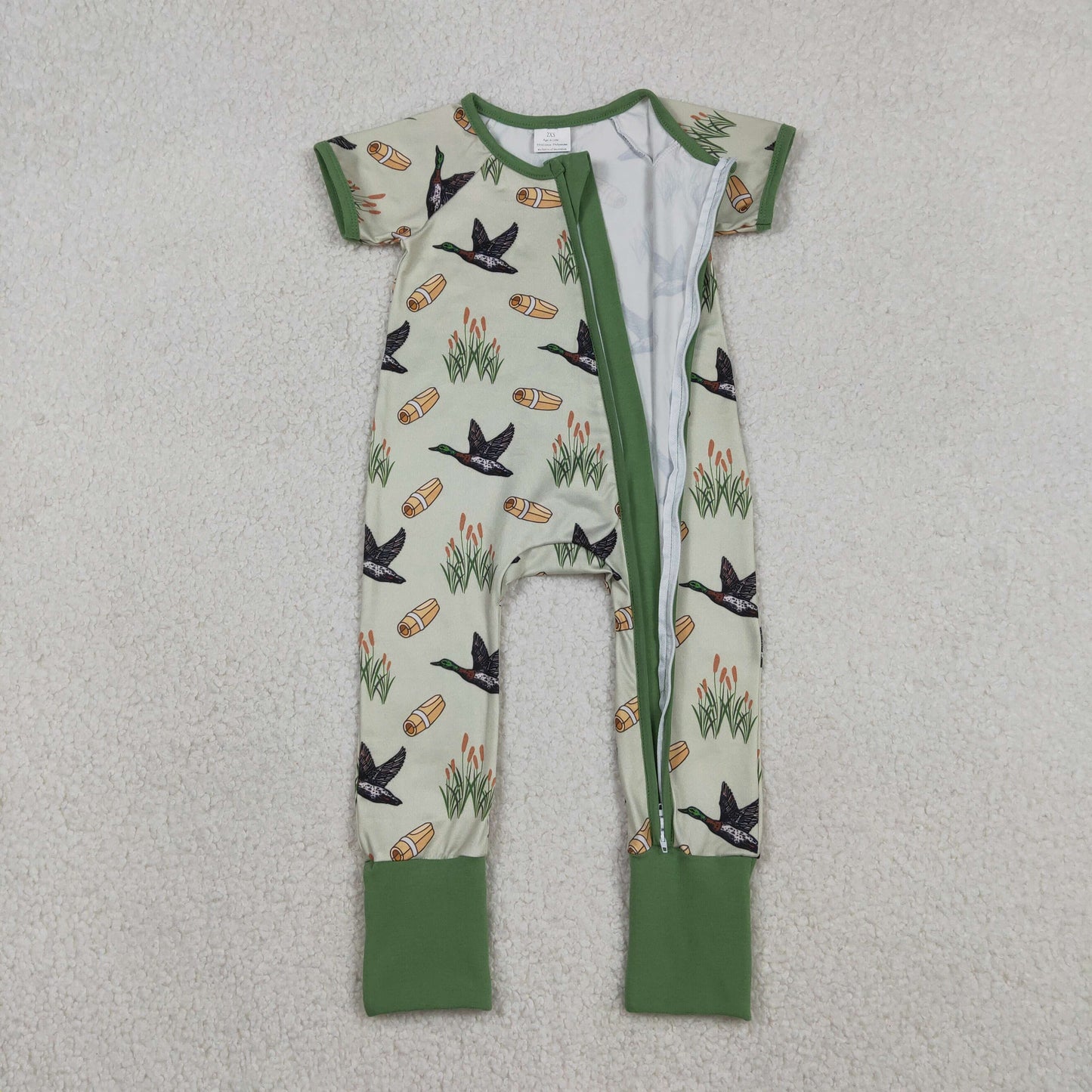 SR3498 Duck Green Zipper Short Sleeve Boys Romper 202512 RTS