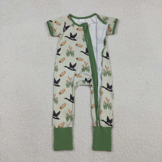 SR3498 Duck Green Zipper Short Sleeve Boys Romper 202512 RTS