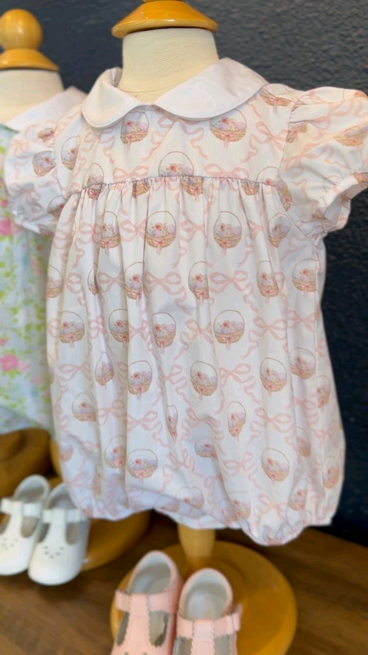 MOQ 5 PCS preorder SR3549 Flower Bows Doll Collar Pink White Short Sleeve Girls Bubble Romper 202511