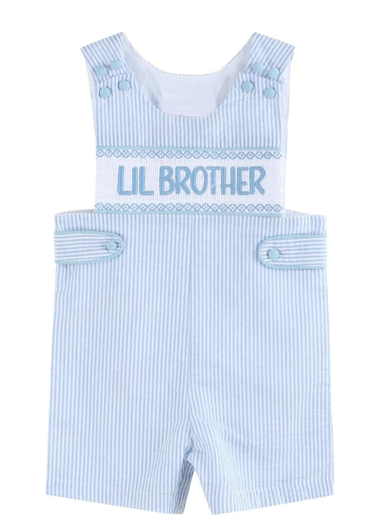 MOQ 5 PCS preorder SR3592 Lil Brother Blue Stripe Sleeveless Boys Romper 202511 Sibling