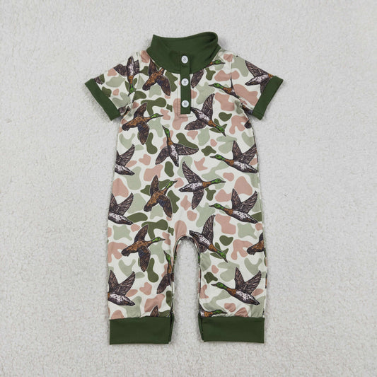 SR3634 Duck Hunting Green Camouflage Polo Short Sleeve Boys Romper 202601 RTS