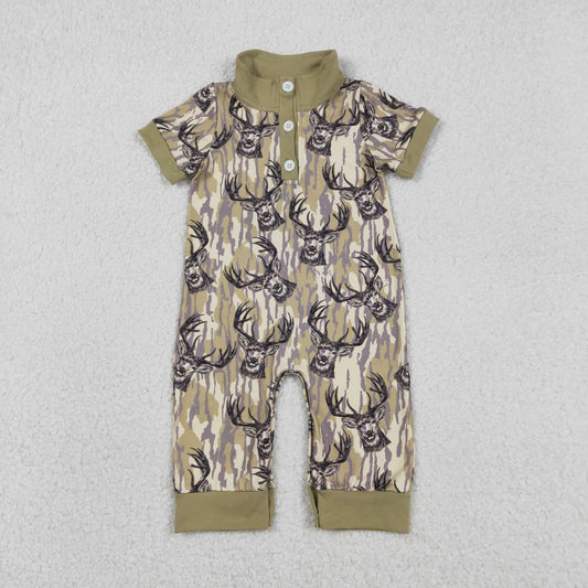 SR3635 Deer Hunting Bows Khaki Camouflage Polo Short Sleeve Boys Romper 202601 RTS