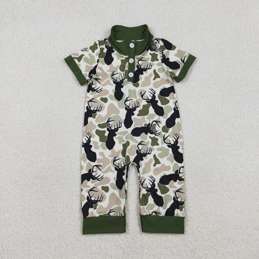 SR3636 Deer Hunting Green Camouflage Polo Short Sleeve Boys Romper 202601 RTS