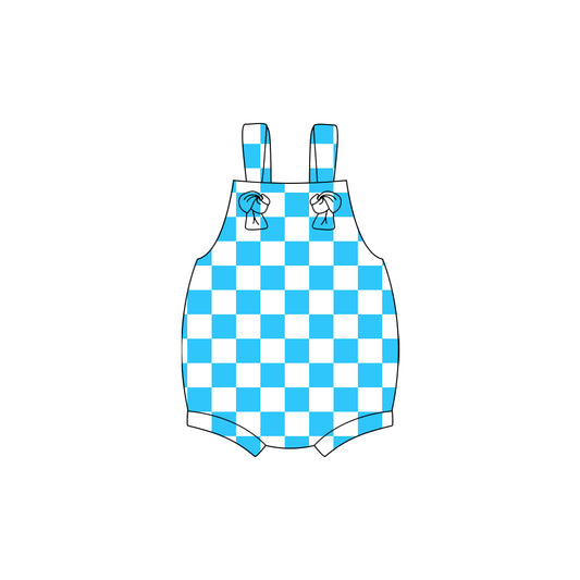 MOQ 5 PCS preorder SR3639 Blue Plaid Sleeveless Boys Bubble Romper 202511