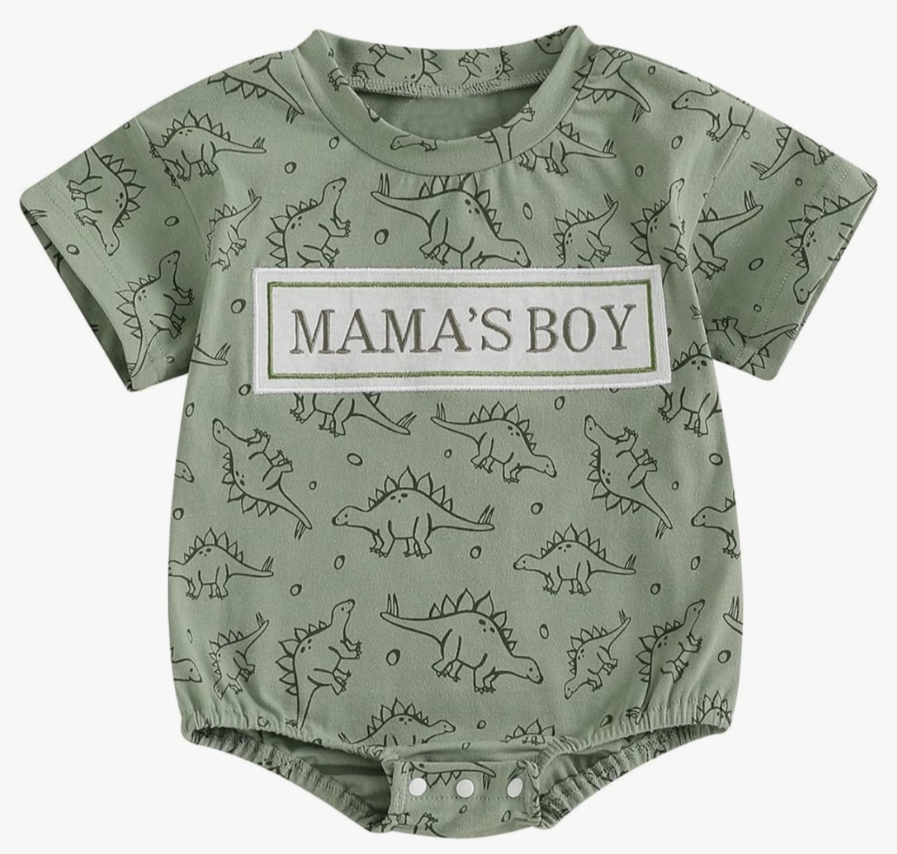 MOQ 5 PCS preorder SR3722 MAMA'S BOY Dinosaur Green Short Sleeve Boys Bubble Romper 202511