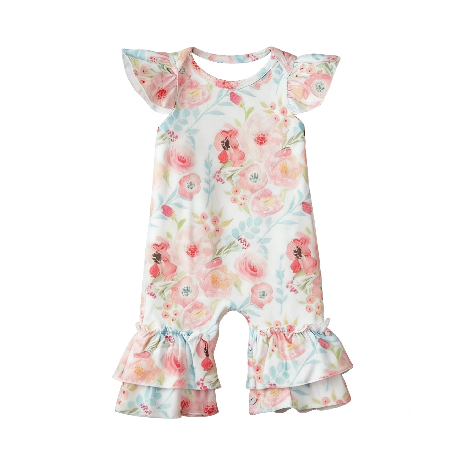 MOQ 5 PCS preorder SR3724 Flower Flying Sleeve Girls Romper 202511