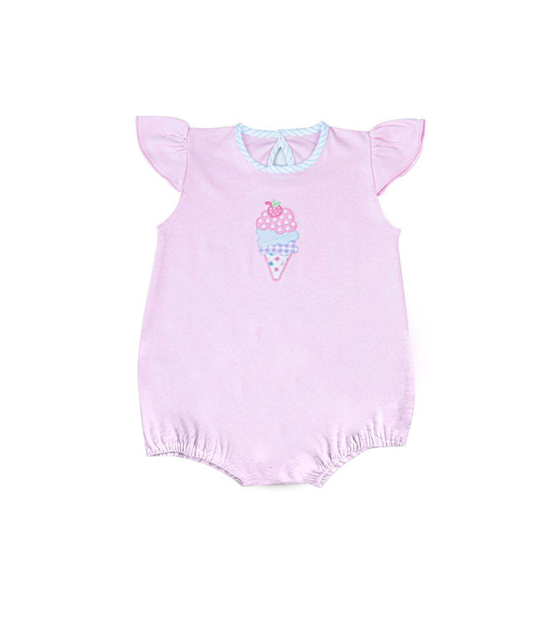 MOQ 5 PCS preorder SR3737 Ice Cream Purple Pink Flying Sleeve Girls Bubble Romper 202512