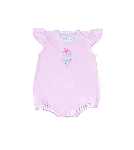 MOQ 5 PCS preorder SR3737 Ice Cream Purple Pink Flying Sleeve Girls Bubble Romper 202512