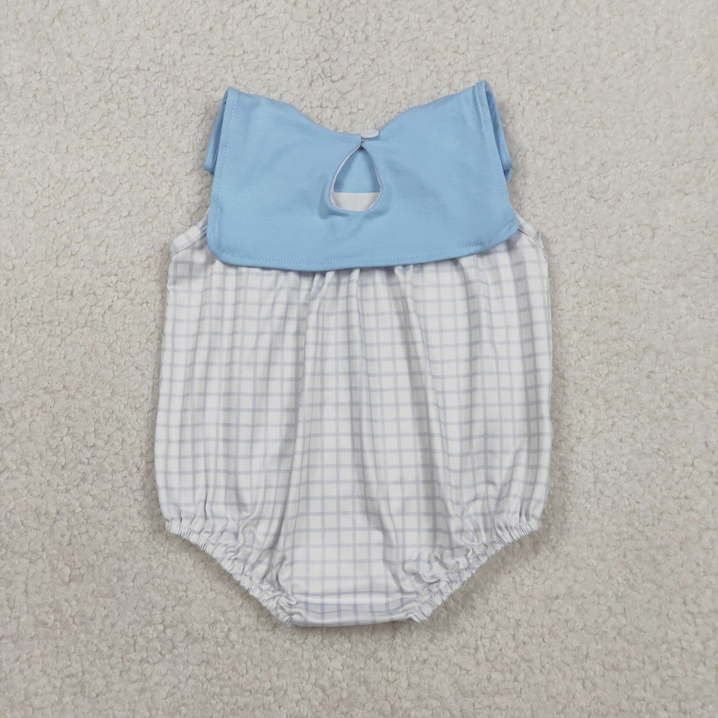 SR3751 Blue Plaid Sleeveless Girls Bubble Romper 202602 RTS