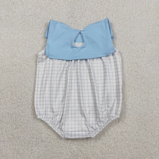 SR3751 Blue Plaid Sleeveless Girls Bubble Romper 202602 RTS