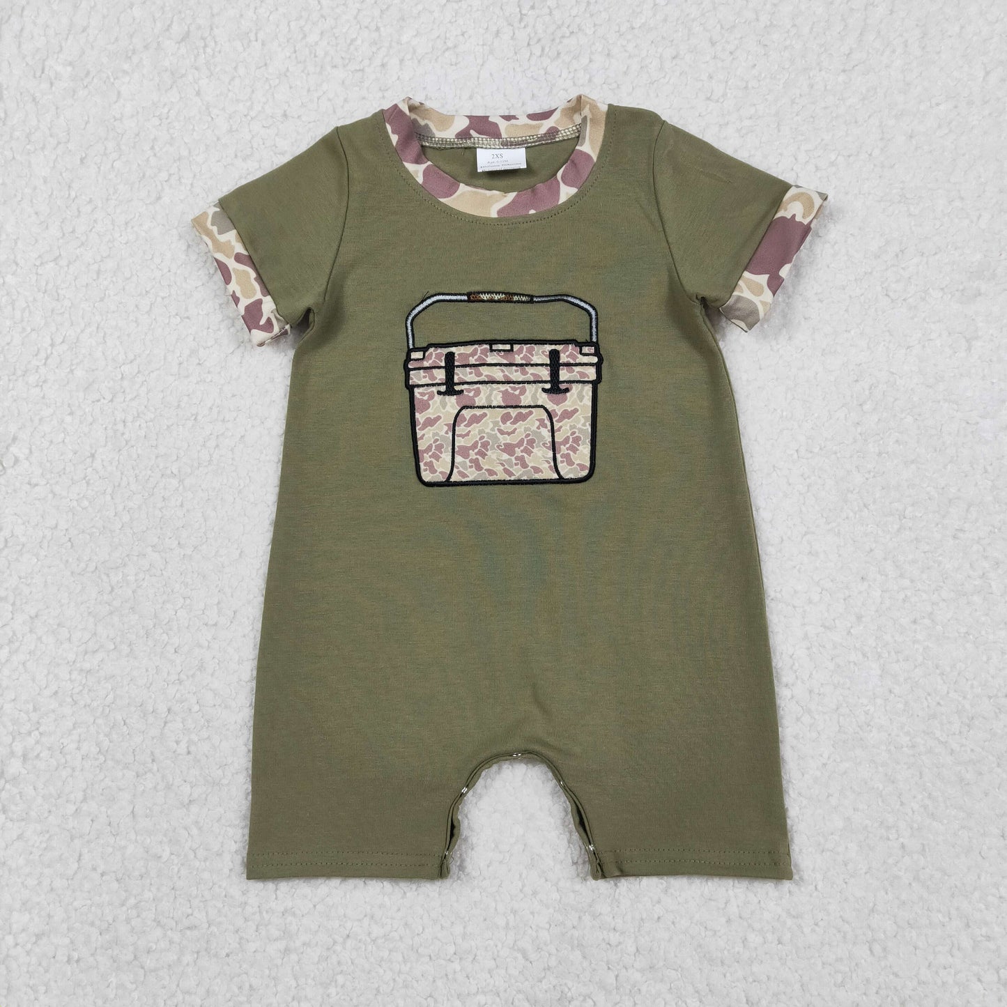 SR3761 Embroidered Camouflage Toolbox Army Green Short Sleeve Boys Romper 202601 RTS