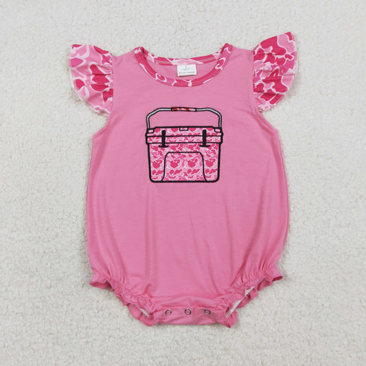 SR3762 Embroidered Camouflage Toolbox Rose Red Flying Sleeve Girls Bubble Romper 202601 RTS
