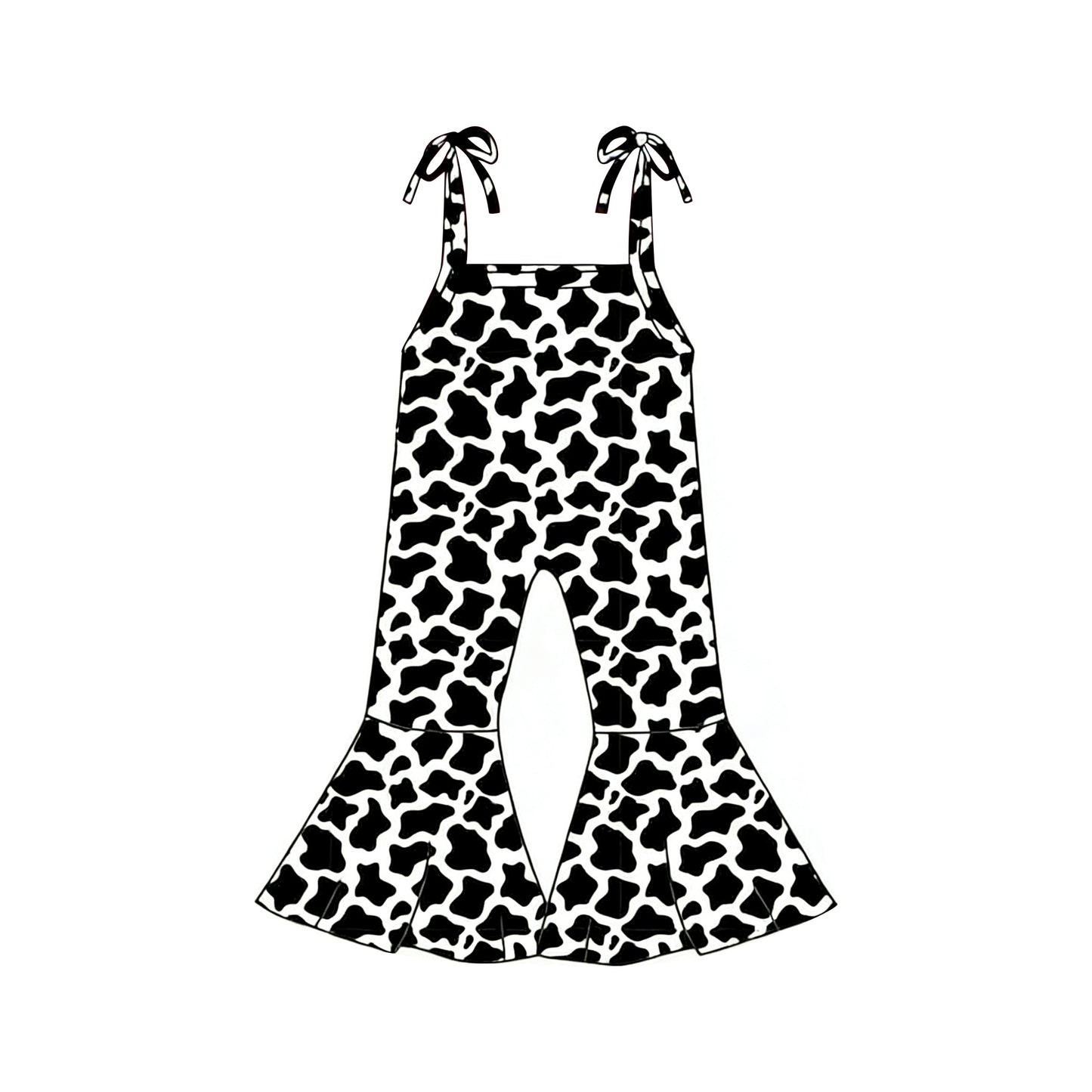 MOQ 5 PCS Preorder SR3774 Cow Print Sleeveless Girls Overalls Jumpsuits 202512