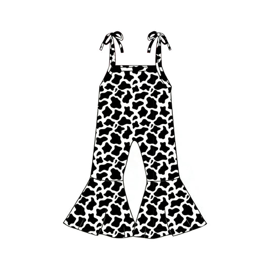 MOQ 5 PCS Preorder SR3774 Cow Print Sleeveless Girls Overalls Jumpsuits 202512