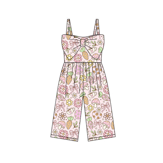MOQ 5 PCS Preorder SR3796 Flower Mushroom Bow Carrots Pink Sleeveless Girls Overalls Jumpsuits 202512