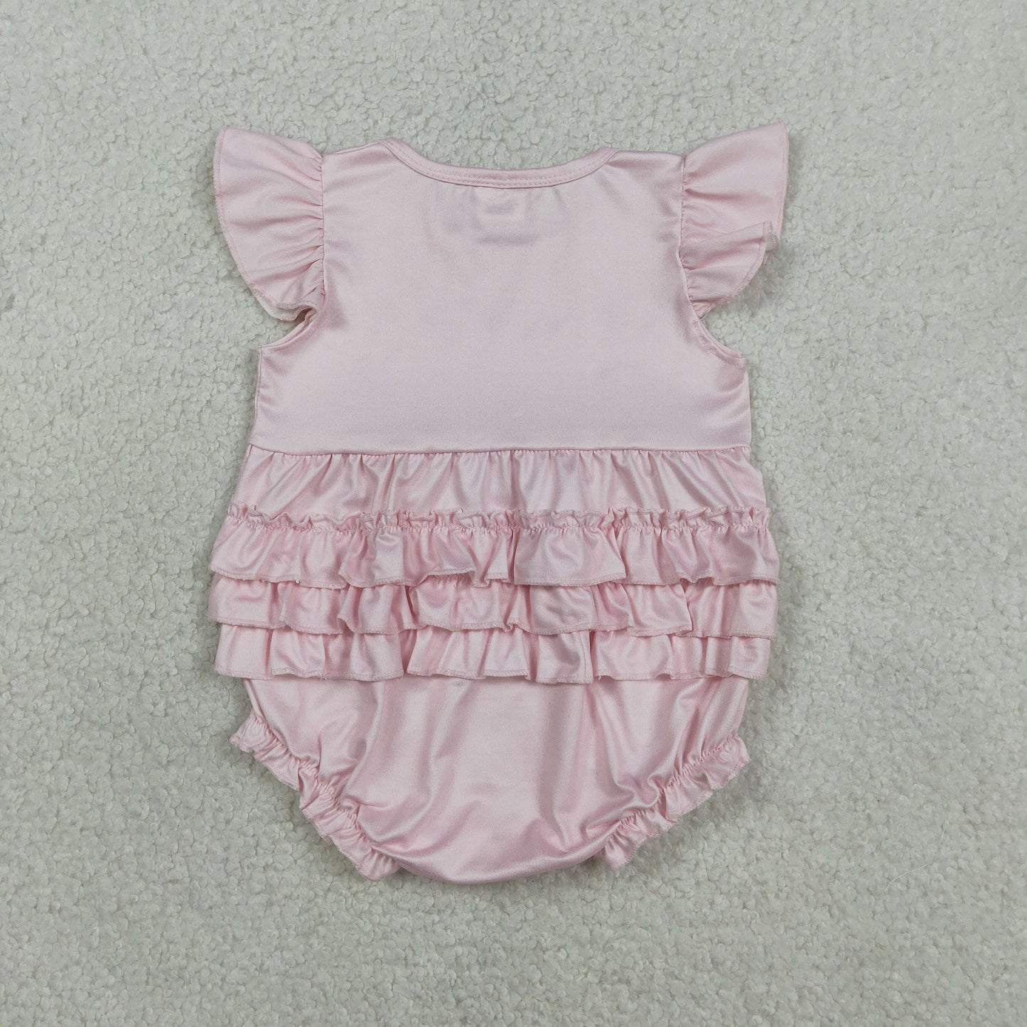 SR3825 Letter Cherry Bow Lip Print Pink Flying Sleeve Girls Bubble Romper 202603 RTS