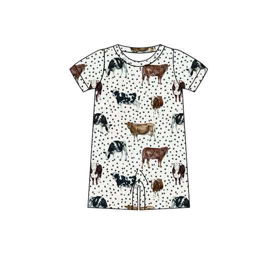 MOQ 5 PCS preorder SR3836 Cow Dots Short Sleeve Boys Romper 202512