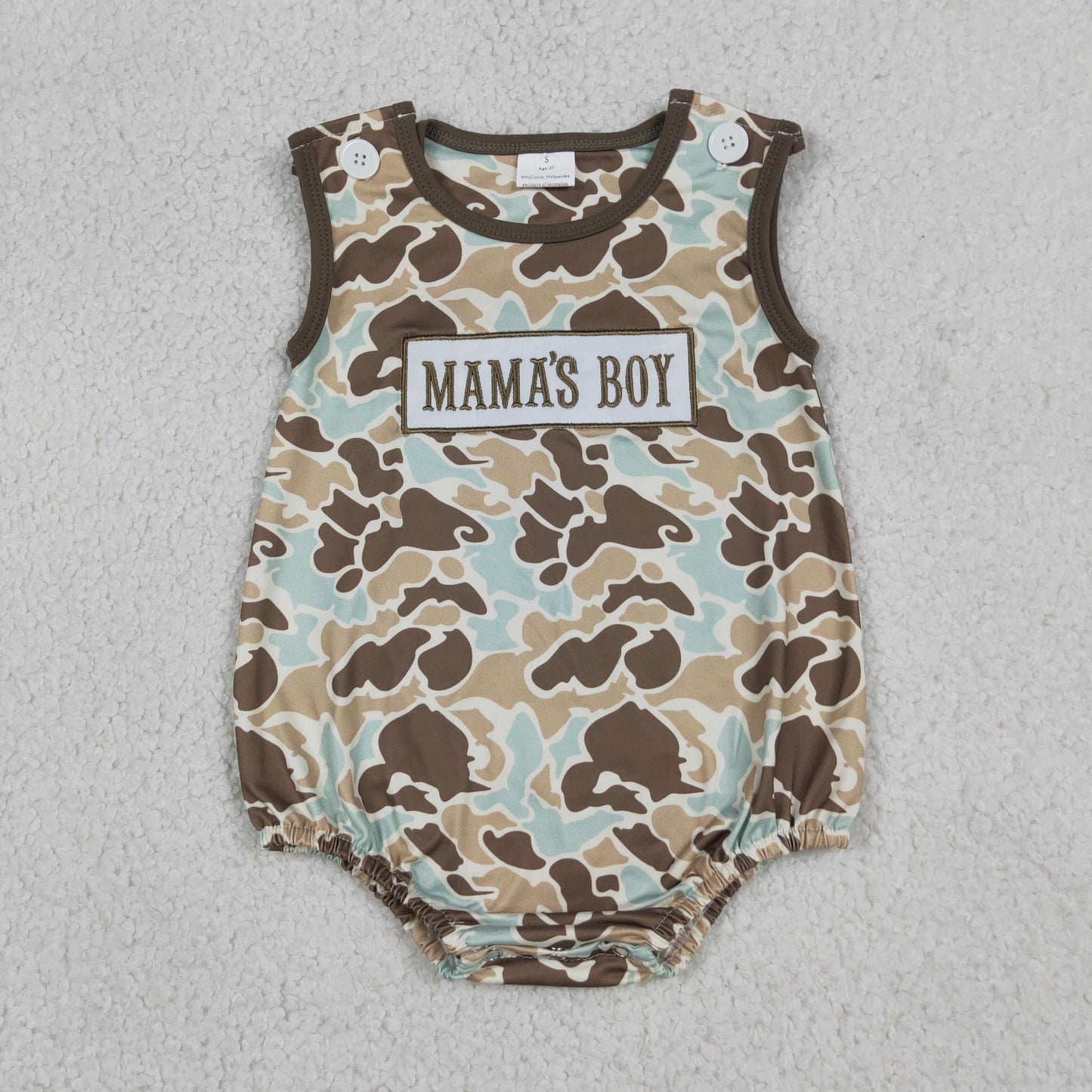 SR3907 MAMA'S BOY Blue Green Brown Camouflage Sleeveless Boys Bubble Romper 202605 RTS