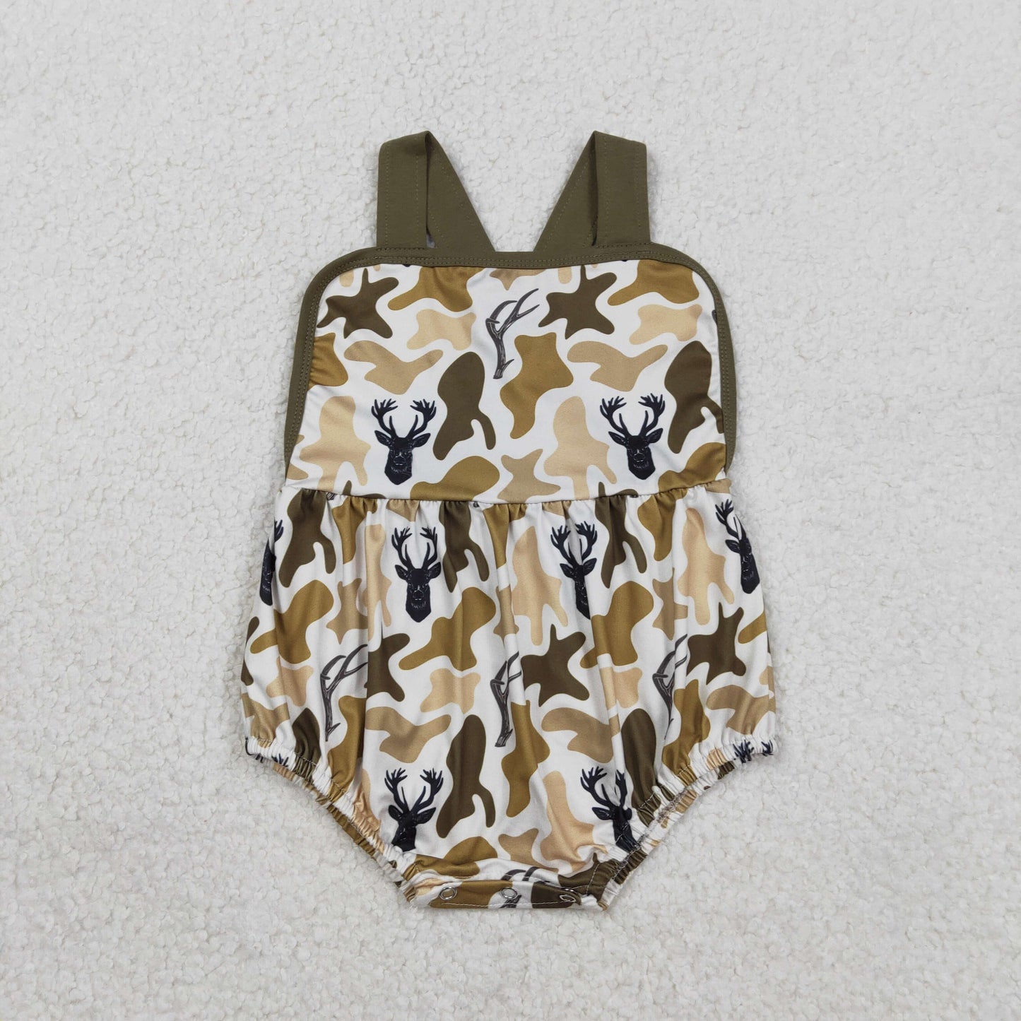 SR3924 Deer Hunting Camouflage Army Green Camouflage Sleeveless Boys Bubble Romper 202601 RTS