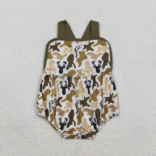 SR3924 Deer Hunting Camouflage Army Green Camouflage Sleeveless Boys Bubble Romper 202601 RTS