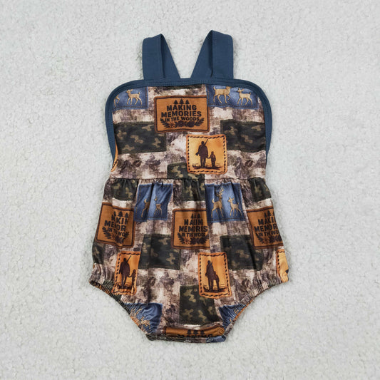 SR3925 Deer Hunting Camouflage Dark Blue Sleeveless Boys Bubble Romper 202603 RTS