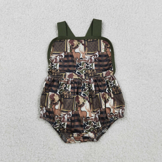 SR3927 Deer Hunting Dark Green Sleeveless Boys Bubble Romper 202601 RTS