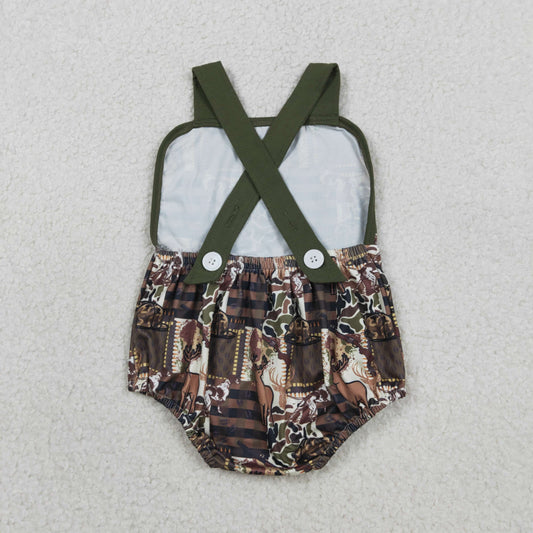SR3927 Deer Hunting Dark Green Sleeveless Boys Bubble Romper 202601 RTS