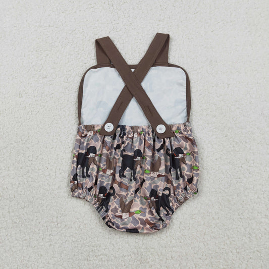 SR3928 Puppy Duck Hunting Camouflage Brown Camouflage Sleeveless Boys Bubble Romper 202603 RTS